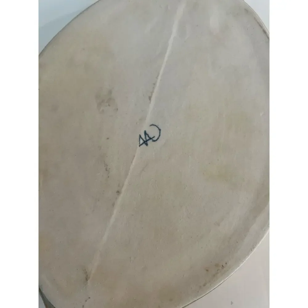 Beautiful Glazed Pottery Two Handle Serving Dish One of a Kind Vintage JL
